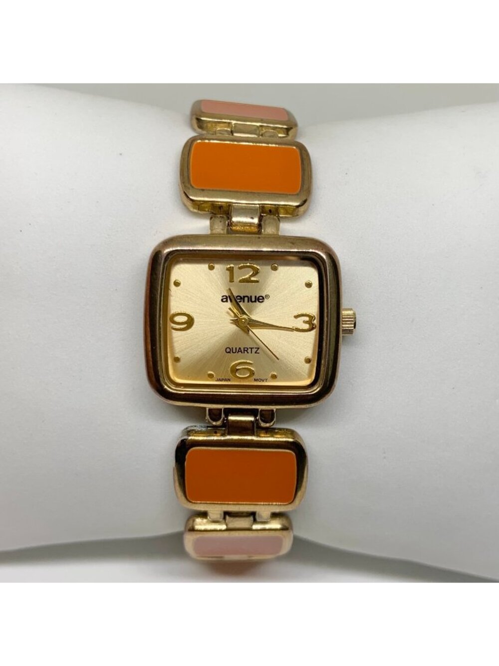 Vintage Avenue women watch gold orange tone quartz analog 25mm up to 8” running